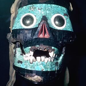 Aztec Turquoise and Lignite mosaic mask of Tezcatlipoca, 15th - 16th century