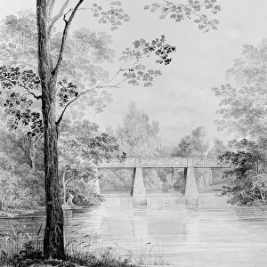 Bridge over Crumelbow Creek, David Hosack Estate, Hyde Park, New York... ca. 1832