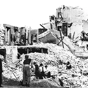 Destroyed building, liberation of France, St Cyr, August 1944