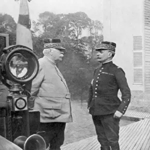 French First World War generals Joseph Joffre and Ferdinand Foch, Flanders, 1914