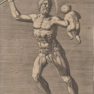 Plate 1: Saturn; statue of the nude god standing on a socle