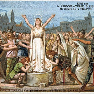 Saint Genevieve promises to save Lutece, Middle Ages. 19th Century. Artist: Eugene Delacroix