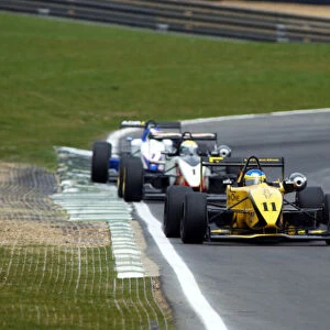 British F3 Championship race winner Bruce Jouanny leads from James Courtney Photo: Jeff Bloxham