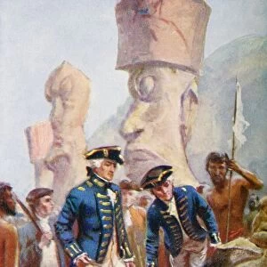 Captain James Cook Examining The Statues On Easter Island. From The Life And Voyages Of Captain James Cook By C. G. Cash, Published Circa 1910