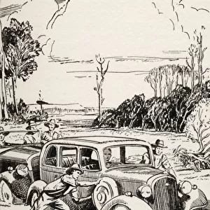 There Was A Crucial Moment When The Sucking Bog Clutched At The Wheel Of The First Car. From The Book Buffalo Jim By William Hatfield Published Circa 1930 s