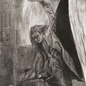"i ll Bite, If You Hit Me!"used, Already, To Be Worried And Hunted Like A Beast, The Boy Crouched Down, And Looked Back Again, And Interposed His Arm To Ward Off The Expected Blow. "Illustration By Harry Furniss For The Short Story The Haunted Man And The Ghosts Bargain From The Christmas Books By Charles Dickens, Published In The Testimonial Edition Of 1910