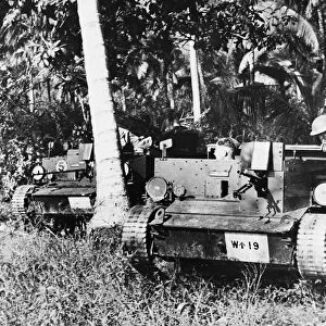 British Bren carriers in Malaya. Malaya is now strong on the sea