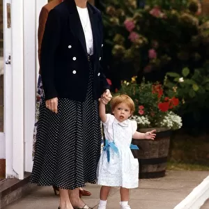 Princess Eugenie September 1991 seen walking with her mother Sarah Ferguson