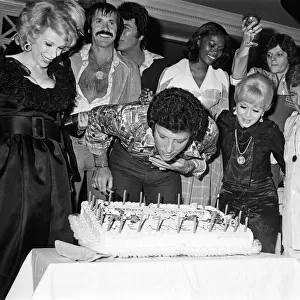 Tom Jones birthday party in Las Vegas with guests Liberace, Sonny Bono, Dionne Warwick