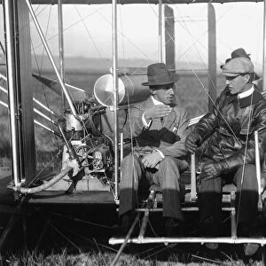 Wilbur Wright with King Alfonso of Spain pictured talking in the plane