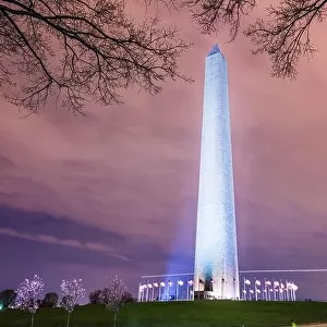 Washington Monument in Washington DC, USA at night