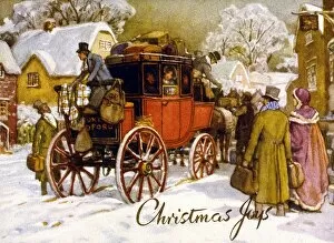 Stagecoach scene in winter