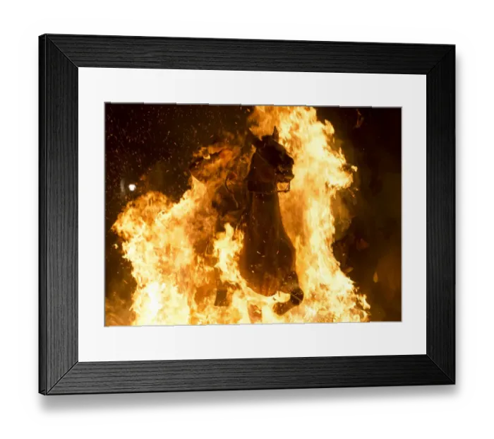 Framed Print : Horseman Jumping a Bonfire during Luminarias Framed Print : Horseman Jumping a Bonfire during Luminarias
