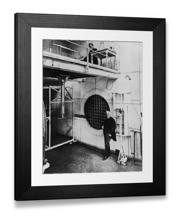 Framed Print : French engineer Gustave Eiffel poses in his French research laboratory