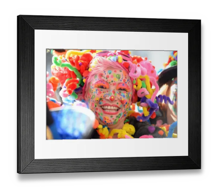 Framed Print : A costumed woman celebrates the street carnival in Duesseldorf, western Germany on February 27