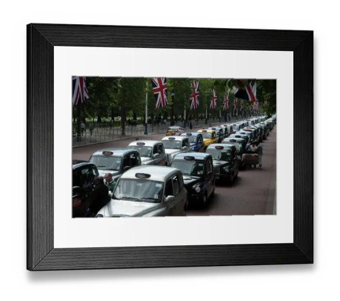 Framed Print : Britain-Europe-Transport-Taxi-Technology-Strike