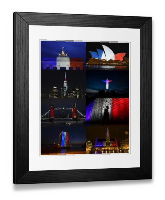 Framed Print : France-Attacks-Landmarks-Tribute Framed Print : France-Attacks-Landmarks-Tribute