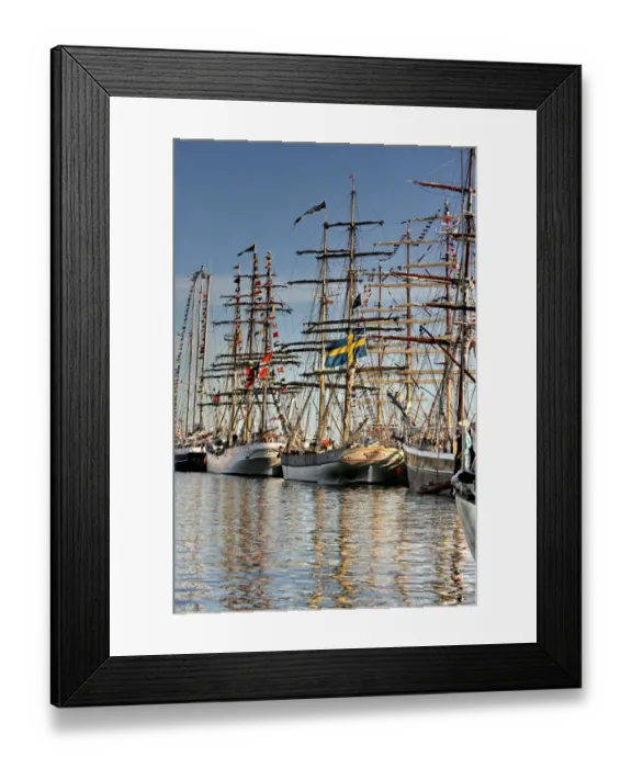 Framed Print : People look at ships docked at the Lithuanian Baltic Sea port of Klaipeda on August 2