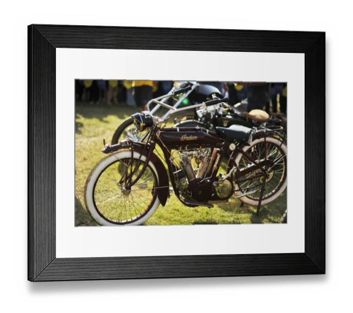 Framed Print : A 1915 Indian Model B motorcycle is displayed during an antique car show in Nairobi on September 26 Framed Print : A 1915 Indian Model B motorcycle is displayed during an antique car show in Nairobi on September 26