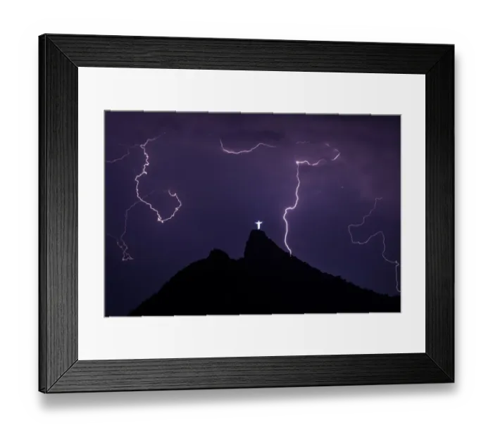 Framed Print : Brazil-Weather-Lightning-Chirist the Redeemer