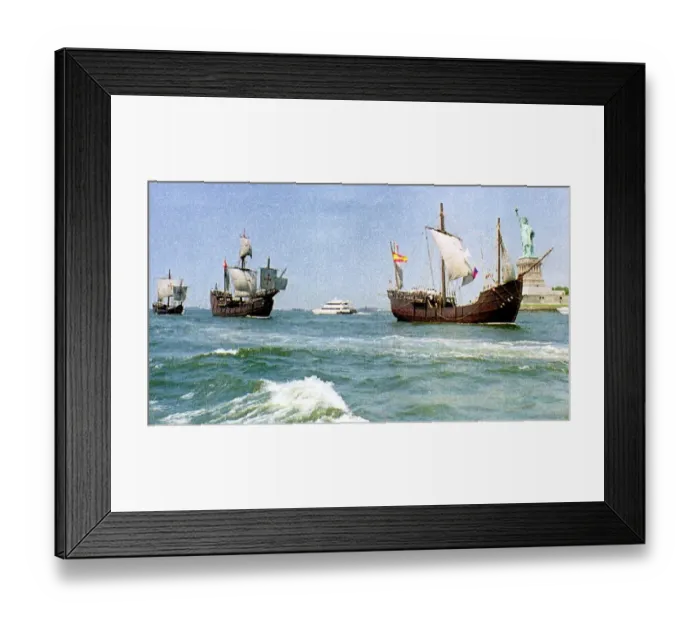 Framed Print : Us-Columbus Ships-Ny Harbor
