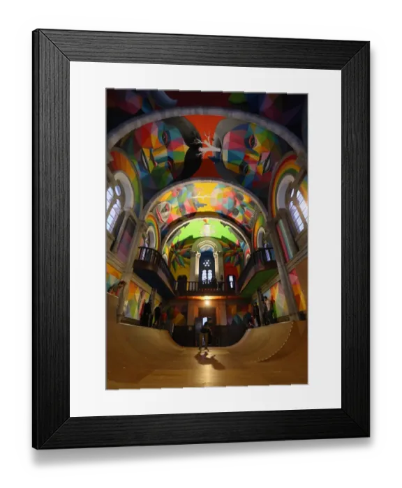 Framed Print : Skateboarders practice at the Kaos Temple skatepark in the northern Spanish village