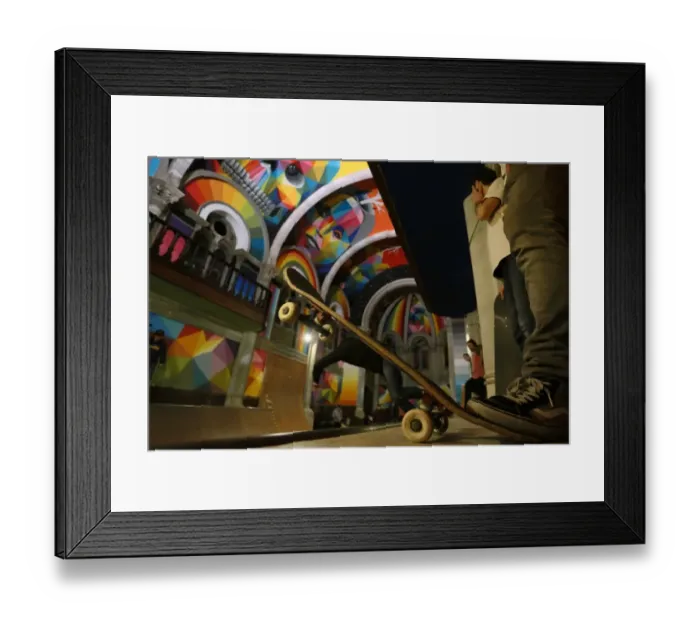Framed Print : Skateboarders practice at the Kaos Temple skatepark in the northern Spanish village