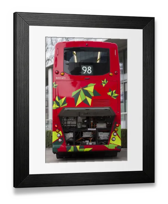 Framed Print : Britain-Transport-Electric-Red-Bus