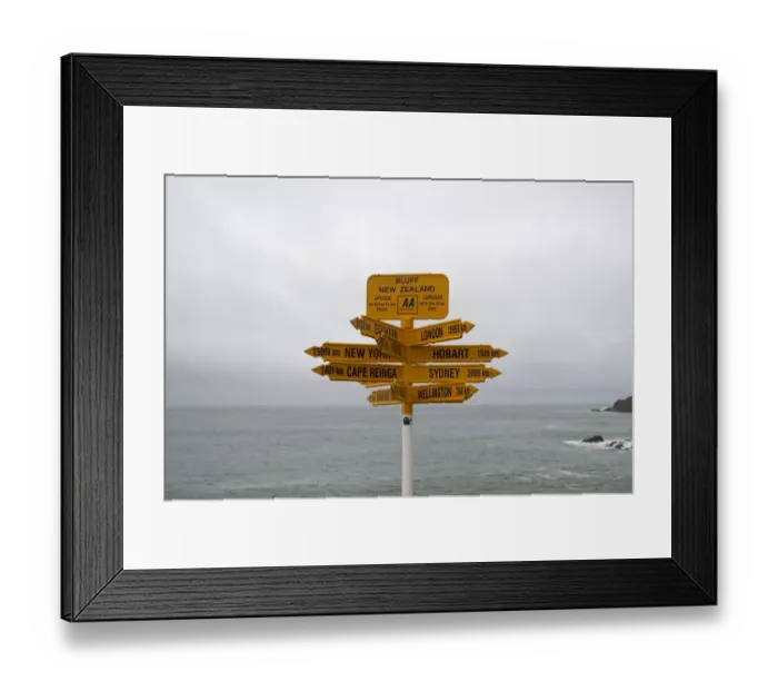 Framed Print : Nzealand-Feature-Direction-Signs Framed Print : Nzealand-Feature-Direction-Signs