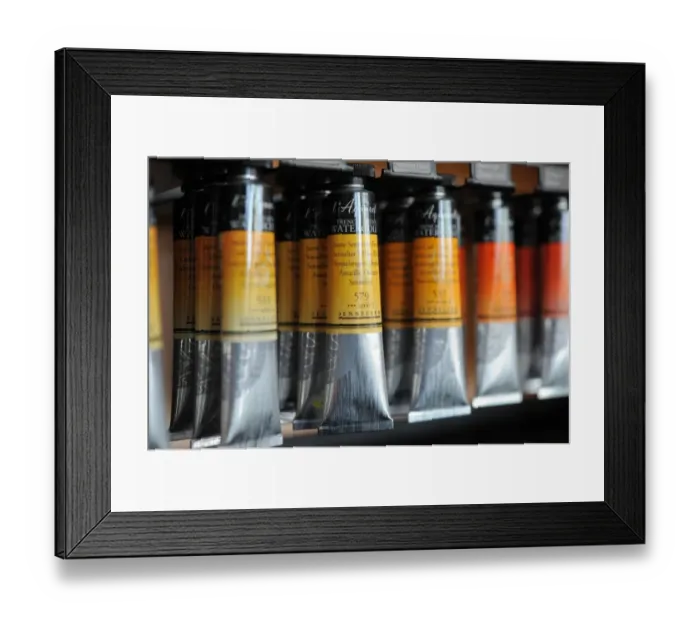 Framed Print : A view of tubes of watercolor paint in a workshop at the Raphael-Isabey-Sennelier Framed Print : A view of tubes of watercolor paint in a workshop at the Raphael-Isabey-Sennelier