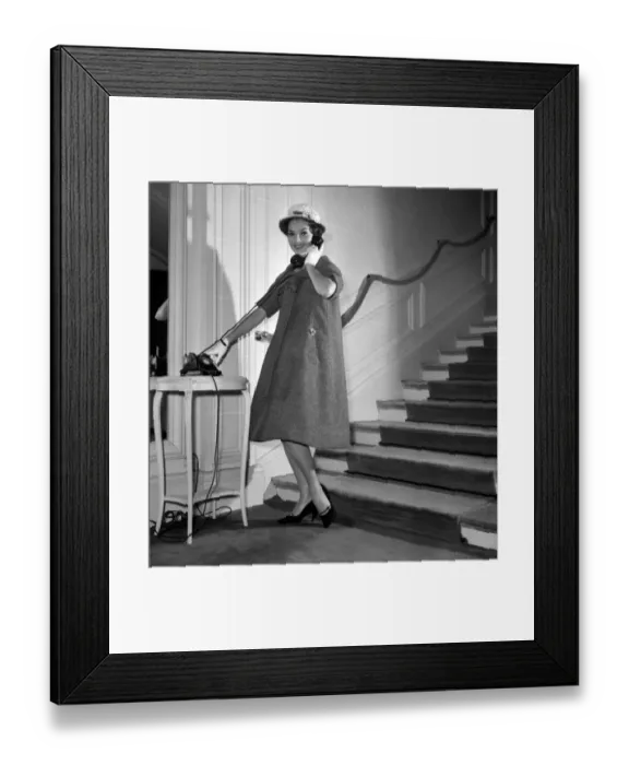 Framed Print : Yves Saint-Laurent Trapeze Dress Model Pose Framed Print : Yves Saint-Laurent Trapeze Dress Model Pose