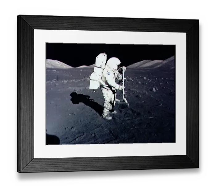 Framed Print : Us-History of Manned Space Flight-Apollo 17-Schmitt-Moon Framed Print : Us-History of Manned Space Flight-Apollo 17-Schmitt-Moon