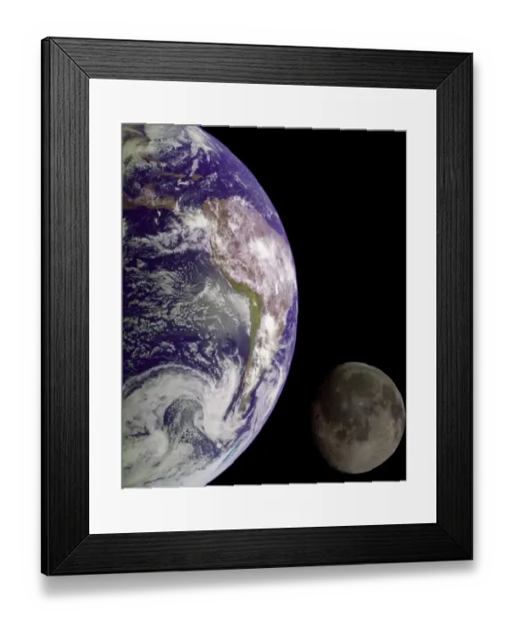 Framed Print : Us-Space-Galileo Image-Earth and Moon