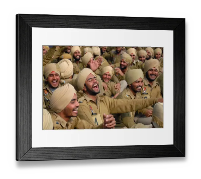 Framed Print : Indian Police Laughing Yoga