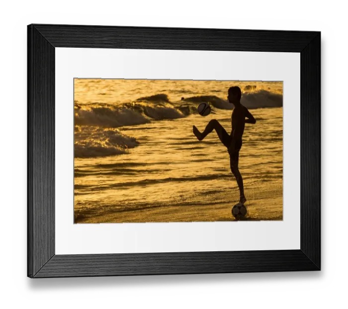 Framed Print : Ipanema Beach Sunset Football Framed Print : Ipanema Beach Sunset Football