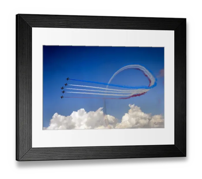 Framed Print : Britains Red Arrows airplane display team performs during the second week-end