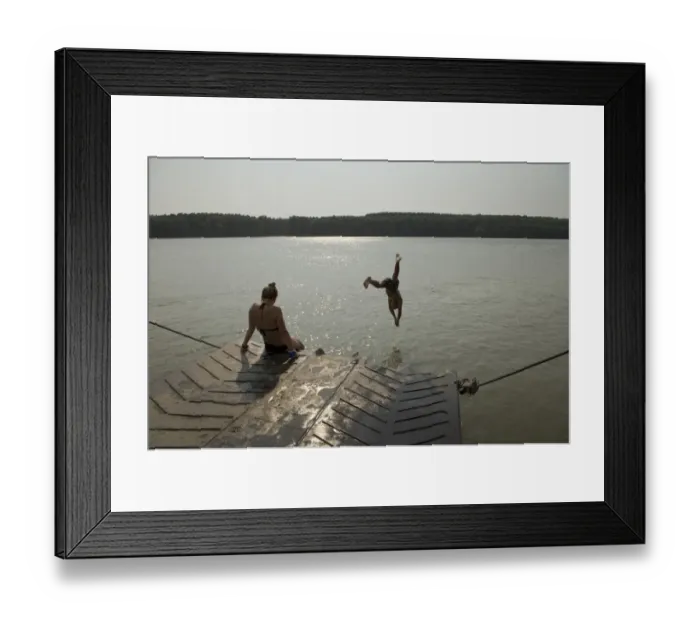 Framed Print : People bath on the banks of the River Danube in Peceneaga village (220 km east Framed Print : People bath on the banks of the River Danube in Peceneaga village (220 km east