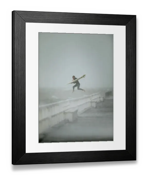 Framed Print : Surfer Jumping Off Port Phillip Bay Pier Australia Framed Print : Surfer Jumping Off Port Phillip Bay Pier Australia