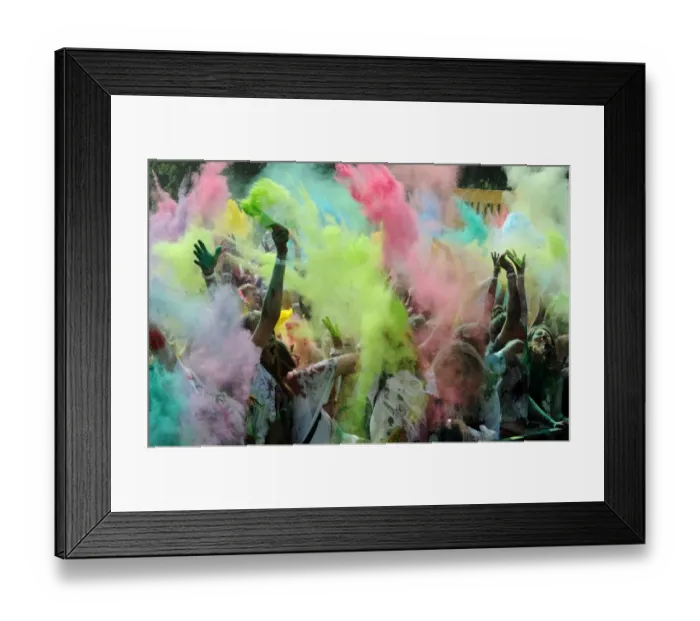 Framed Print : Coloured Powder Throw during the Festival of Colours in St