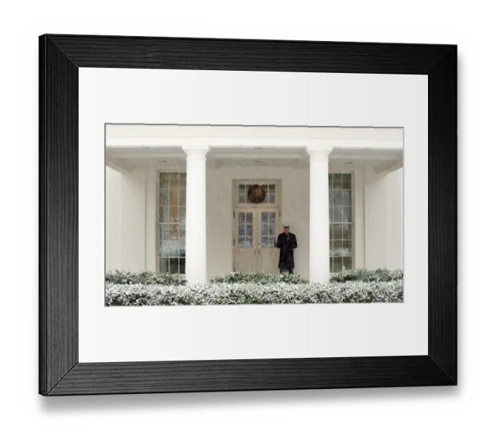 Framed Print : Us-Weather-White House-Snow
