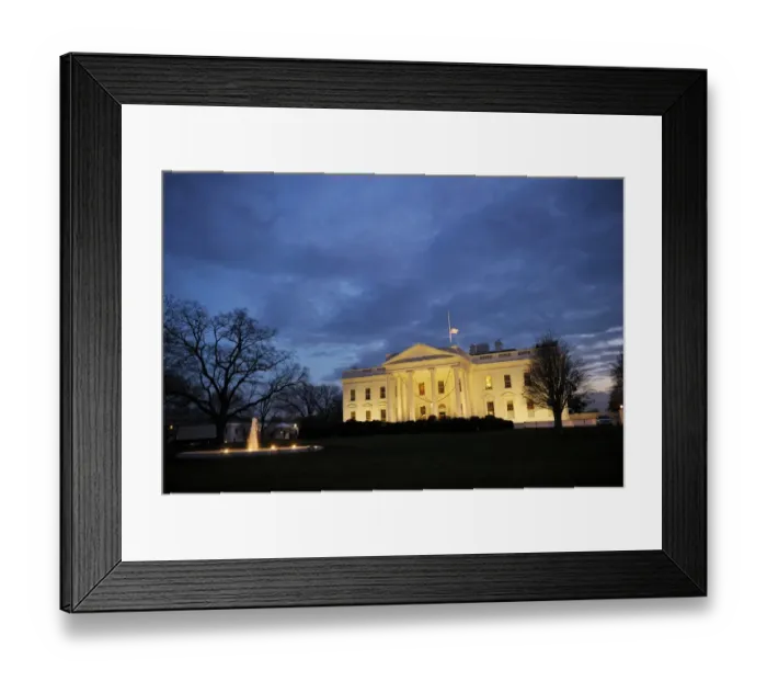 Framed Print : Us-White House-Flag Framed Print : Us-White House-Flag