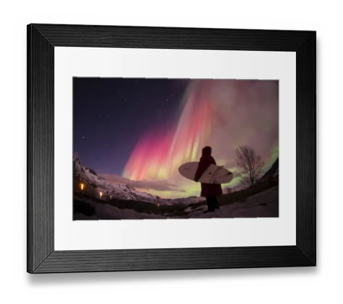 Framed Print : Norway-Extrem-Surfing-Arctic-Aurora Borealis Framed Print : Norway-Extrem-Surfing-Arctic-Aurora Borealis