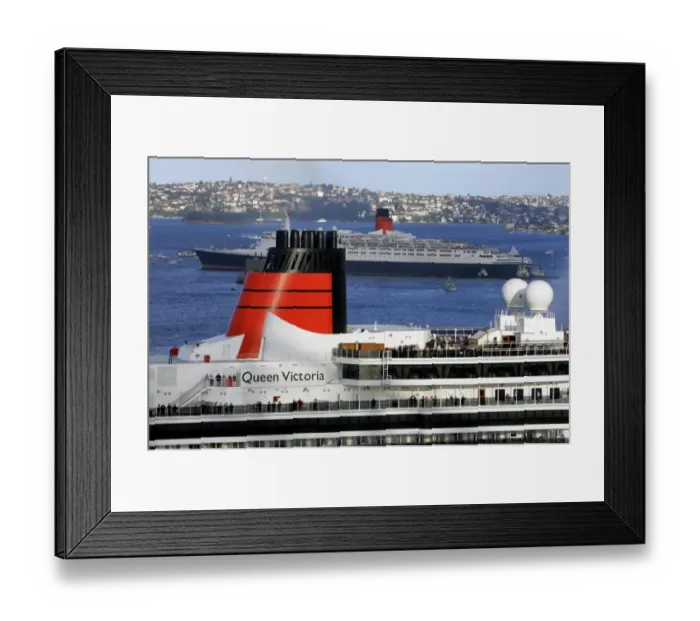 Framed Print : Australia-Britain-Shipping-Qe2-Queenvictoria Framed Print : Australia-Britain-Shipping-Qe2-Queenvictoria