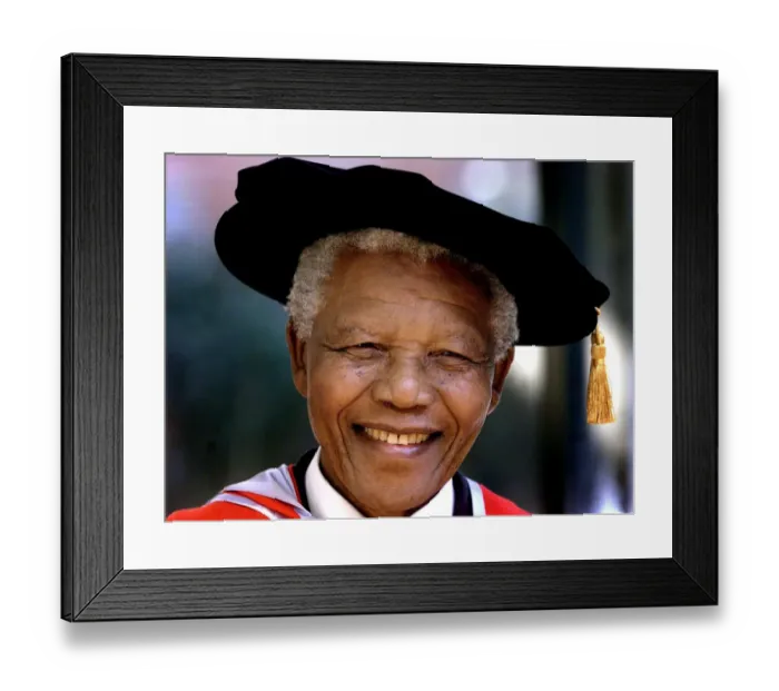 Framed Print : Former South African president and Nobel Peace Prize laureate Nelson Mandela wears Framed Print : Former South African president and Nobel Peace Prize laureate Nelson Mandela wears