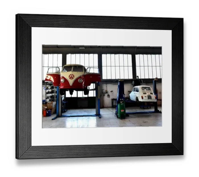 Framed Print : Italy-Vintage-Vw-Kombi-Feature