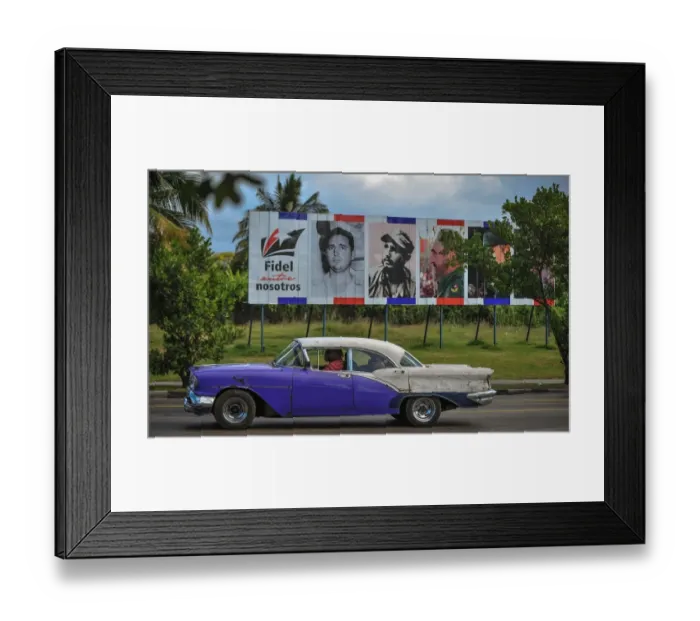 Framed Print : Cuba-Castro-Classic Car