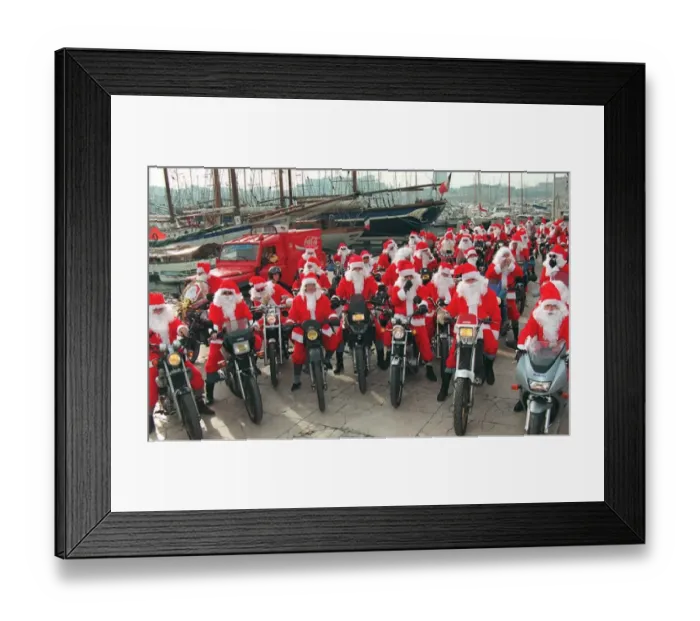 Framed Print : France - Santas on Motorcycles