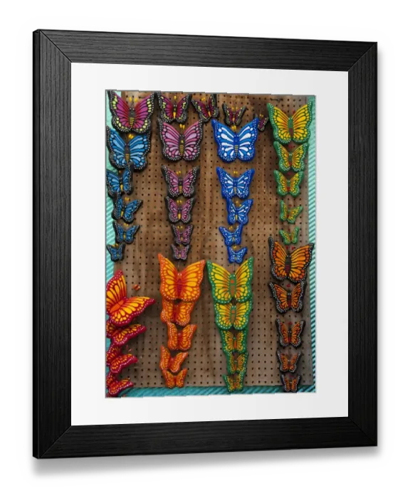 Framed Print : Mexico-Theme-Markets-Butterflies