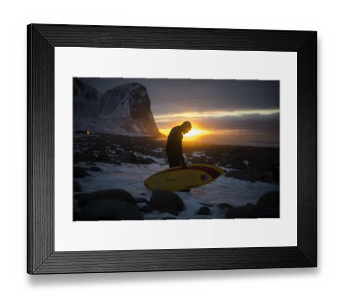 Framed Print : Surfing-Nor-Arctic-Sunset Framed Print : Surfing-Nor-Arctic-Sunset