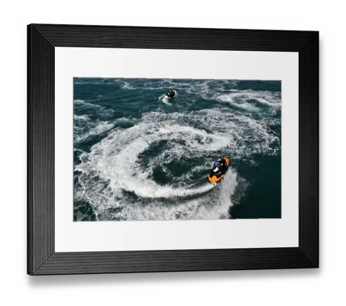 Framed Print : Britain-Weather-Offbeat-Jetski